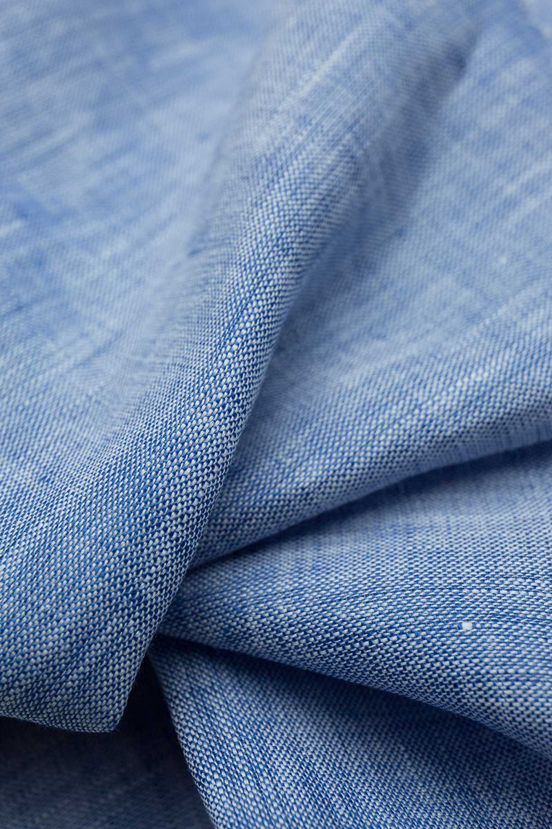Azure Dark Blue Linen Fabric by MILK Shirts